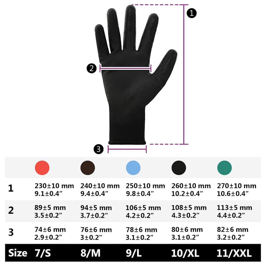 Lot de 24 paires de gants de travail en polyester - Noir - Taille 10 XL - Gants de montage avec protection contre les coupures et adhérence - Pour atelier, jardin, chantier, industrie