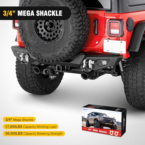 Image of Nilight Heavy Duty Mega D-Ring Shackles(2 Pack) w / 7 /8″ Screw Pin & isolators, 68,000 lb Break Strength(17,000 lb WLL), Forged Steel Off-Road Recovery Shackles for Tow Strap & Winch Gear, White