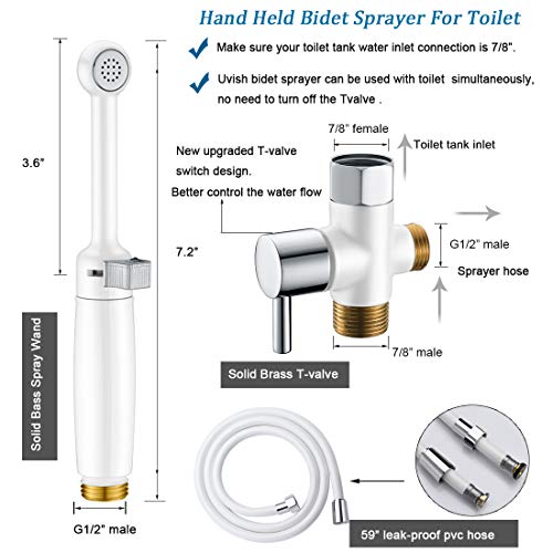 Cloth Diaper Sprayer for Toilet, Uvish Handheld Bidet Sprayer for Toilet Water Sprayer, Premium Solid Brass Matte Black Bathroom Bidet Spray Toilet Jet Spray-Easy to Install with Complete Accessories
