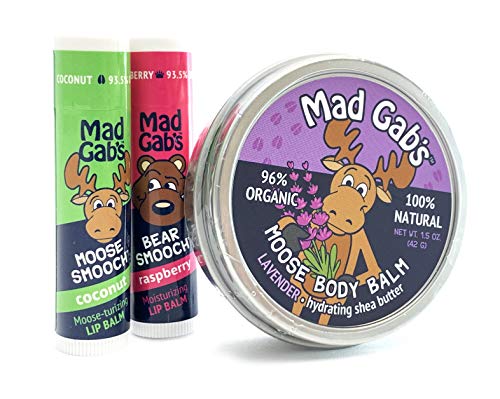 Mad Gab's Moose 3-Piece Smooch Sticks and Lavender Body Balm Set