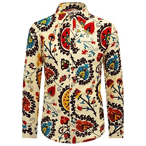 Camisa Impresa Casual para Hombre con Estampado de Lino Cover