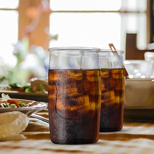 Glaver's Glass Tumblers Premium Drinking Glasses Set Of 4 – Genuine Artisan-Made Vintage Italian Style – Elegant 20 Oz Clear Tumbler Glassware Set For Cold, Refreshing Drinks, Beverages, Cocktails #TOP1