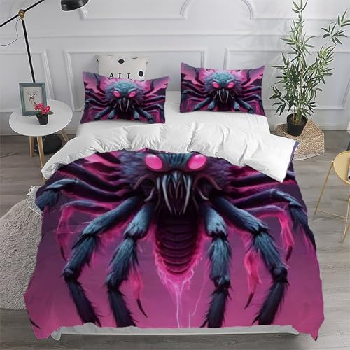 Housse de couette 200x200 imprimé 3D animaux rose microfibre douce