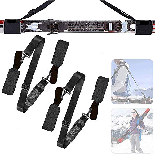 Hermard 2 Pcs Ski Carrier Strap, Ski Straps for Carrying, Ski Carrier Strap Features Cushioned Shoulder Sling Roller Skate Leash Pole Carrier Strap Ski Accessories(2 Pcs)