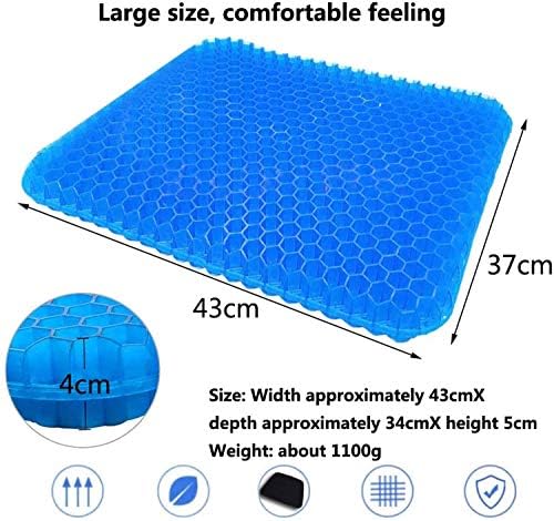 Mosie Gel Seat Cushion Enhanced Office Chair Seat Cushion Newest Double Gel Honeycomb Design Thick Seat Cushion for Pressure Relief Back Tailbone Pain Office Chair Car Travel Wheelchair