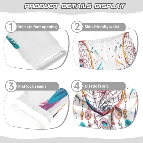 Bolaz Toddler Girls Leggings Printed Yoga Pants Leggings Colorful Feather Dreamcatcher for Kids3