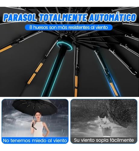 Image of LANBRELLA Portable & Folding Travel Umbrella, 3 Fold, Auto Open Close, Water Resistant, Windproof, with Carrying Handle