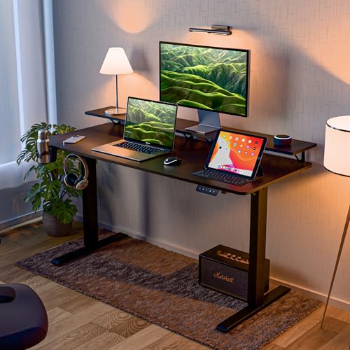 Image of Green Soul Elevate Multi-Purpose Electric Height Adjustable Office Desk with Monitor Riser, Ergonomic Spacious Sit Stand Solution | Installation Provided (Carbon Black)