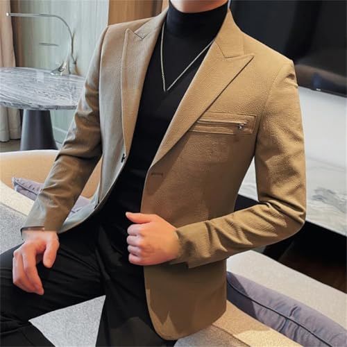 Men's Business Suit Jacket Zipper Design Slim Casual Office Social Suit Jacket Banquet Party Wedding Groom Dress4