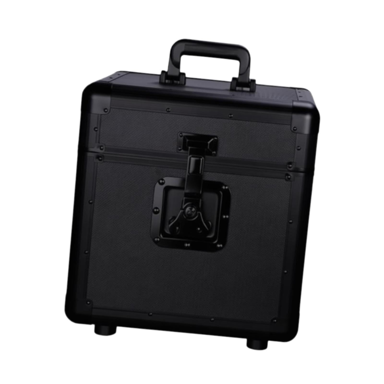 Generic Scatola Porta Dischi in Vinile, Resistente, Pratica, in Lega di Alluminio Ad Alte Prestazioni, Ideale Come Regalo, L Tutto Nero