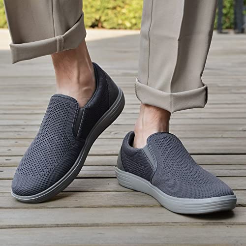 Image of konhill Mens Slip On Loafers Sneakers - Casual Knit Walking Shoes for Men, Lightweight Breathable Memory Foam Boat Shoes, Comfortable Slip-On Driving Loafers for Work Travel Beach