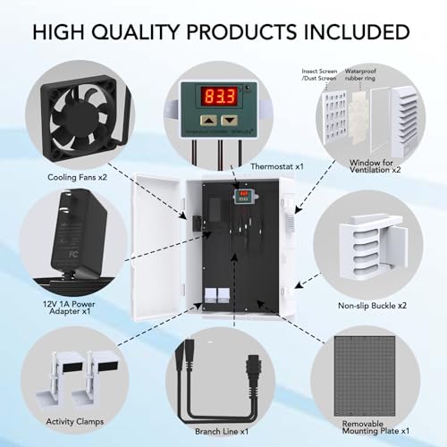 Image of Outdoor Electrical Box, Waterproof Electrical Junction Box IP65 ABS Plastic Enclosure with Fan & Thermostat, Mounting Plate and Hinged Lid (18.1 inch Hx 12.5 inch L x 6.3 inch W)