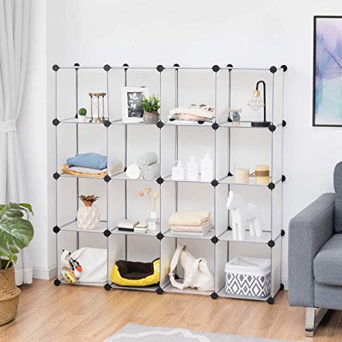 SPSUPE 16 Cubes Storage Cabinets, Portable PP Shelves Organizer, Plastic Cabinet Bookcase, Book Shelf Organizing Storage, Ideal for Bedroom Living Room Office (16 Cubes) SPSUPE 16 Cubes Storage Cabinets, Portable PP Shelves Organizer, Plastic Cabinet Bookcase, Book Shelf Organizing Storage, Ideal for Bedroom Living Room Office (16 Cubes)