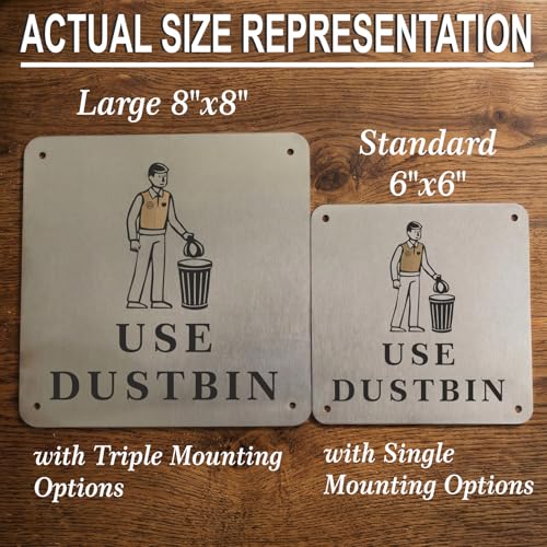 Image of USE DUSTBIN Sign, 8x8 Inch, Durable Steel, Dual Mount
