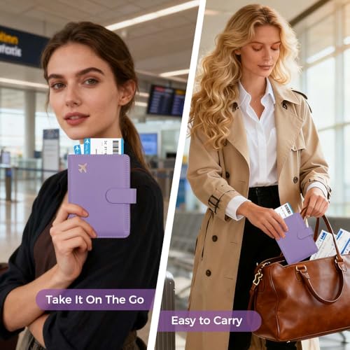 Image of Melsbrinna Premium Leather Passport Holder Covers Case, Waterproof Rfid Blocking Travel Wallet Passport Holder with Pen Holder, Cute Passport Book for Women /Men