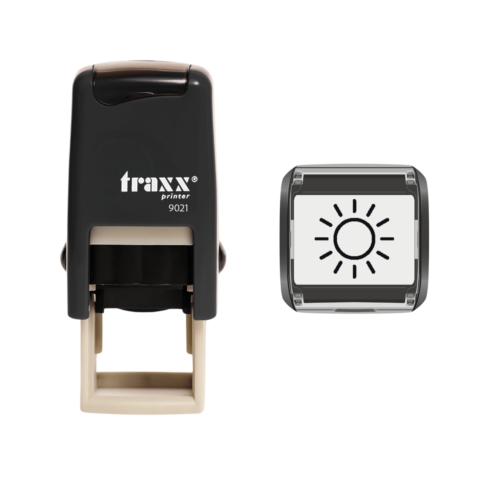 Traxx 9021 Loyalty Card Self Inking Rubber Stamp Sunbed Shop Tanning Salon Beauty *A Black Sun Design*