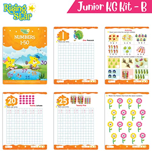 Image of Rising Star Preschool Learning Junior KG Kit B| Pattern Writing| Alphabet Capital & Small Letters| Numbers 1-50| General Knowledge| Rhymes & Stories| ... Kids Early Learning Books | Ages 4-5 Years