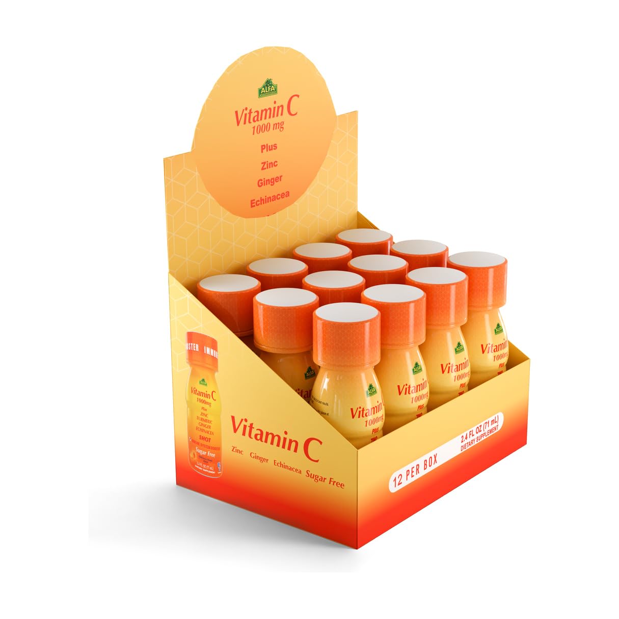 ALFA VITAMINS Vitamin C Shot 1000mg with Zinc, Ginger & Echinacea – Supports Immune Health & Daily Wellness – Orange Flavor – 2.4 FL Oz Bottle – 20 Pack — Amazon image 12