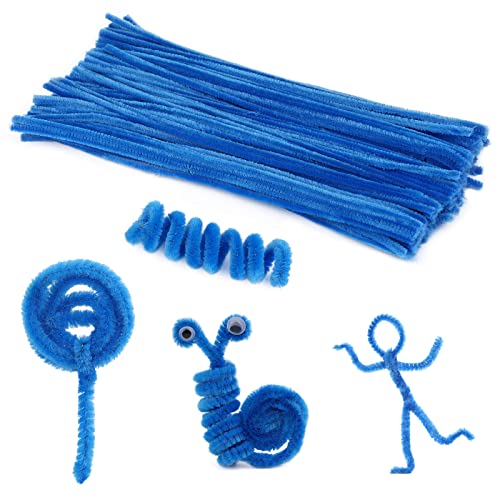 Image of 100 Pcs Pipe Cleaners Craft, Lake Blue Pipe Cleaners Bulk, Chenille Stem | Fuzzy Sticks Blue Pipe Cleaners for Crafts Festival Home Decorations