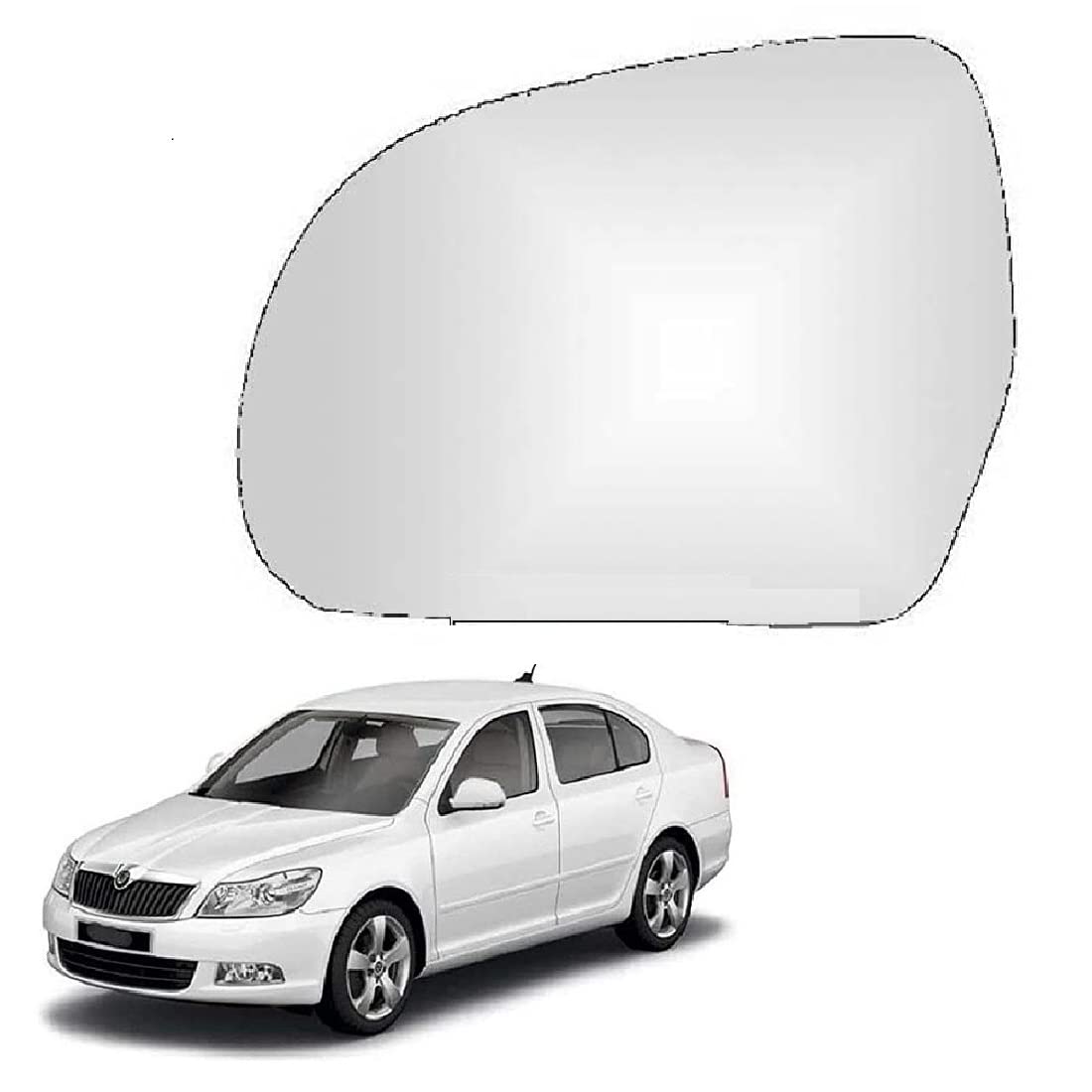 STYCARO-ORVM Side View Mirror Glass/Sub Mirror Plate compatible with Skoda Laura IST GEN F/L 2009-2013 Year Model (MIRROR SHAPE SIZE 2, LEFT PASSENGER SIDE)