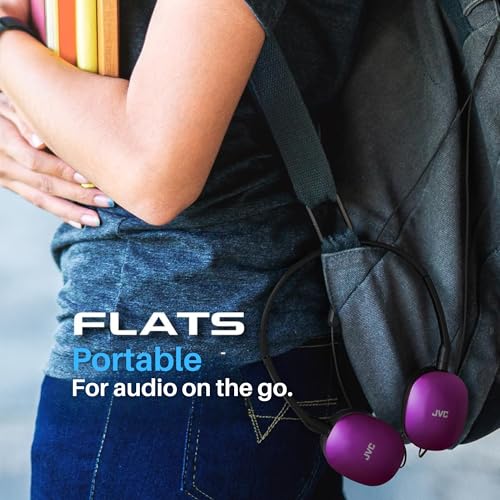 Image of JVC Flats On-Ear Wired Headphones - Flat Foldable Design - 30mm Driver for Powerful Sound - Soft Ear-Pads for Comfort - Steel Headband - Lightweight & Portable - PC /Laptop /Gaming - 3.5mm Slim Plug