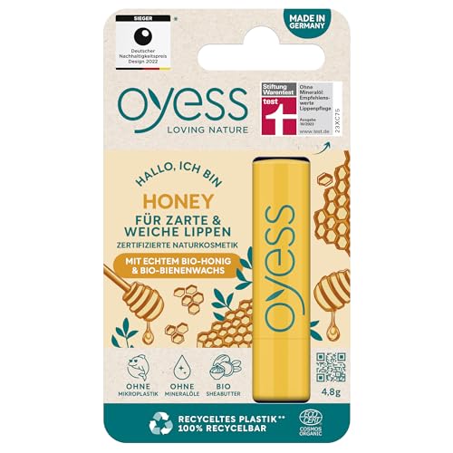 OYESS loving nature Oyess Lippenpflege Honig, pflegender Lippenpflegestift für trockene Lippen (1 x 4,8 g)