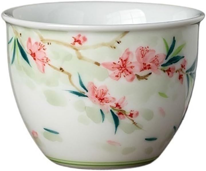 GSOUL Kungfu Tea cup Chinese Ceramic Hand-painted Peach Blossom Host Cup Teacup Personal Drinking Exquisite Tea Small Tea Cups