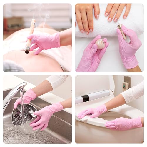 Image of SwiftGrip Pink Disposable Exam Gloves, X-Small, 100-ct Box, Powder-Free, Latex-Free, Medical Grade Gloves for Cleaning & Esthetician