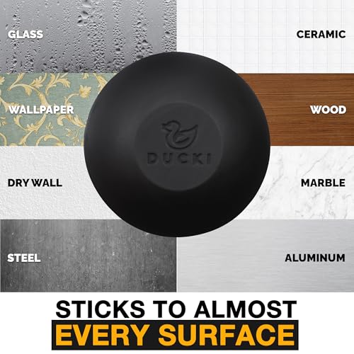 Image of Ducki Wall Protectors 4 Pack Matte Black Self Adhesive Reusable Solution to Stop Wall Damage and Noise from Doors, Refrigerators and More in Your Home and Office Durable Shock Absorbing