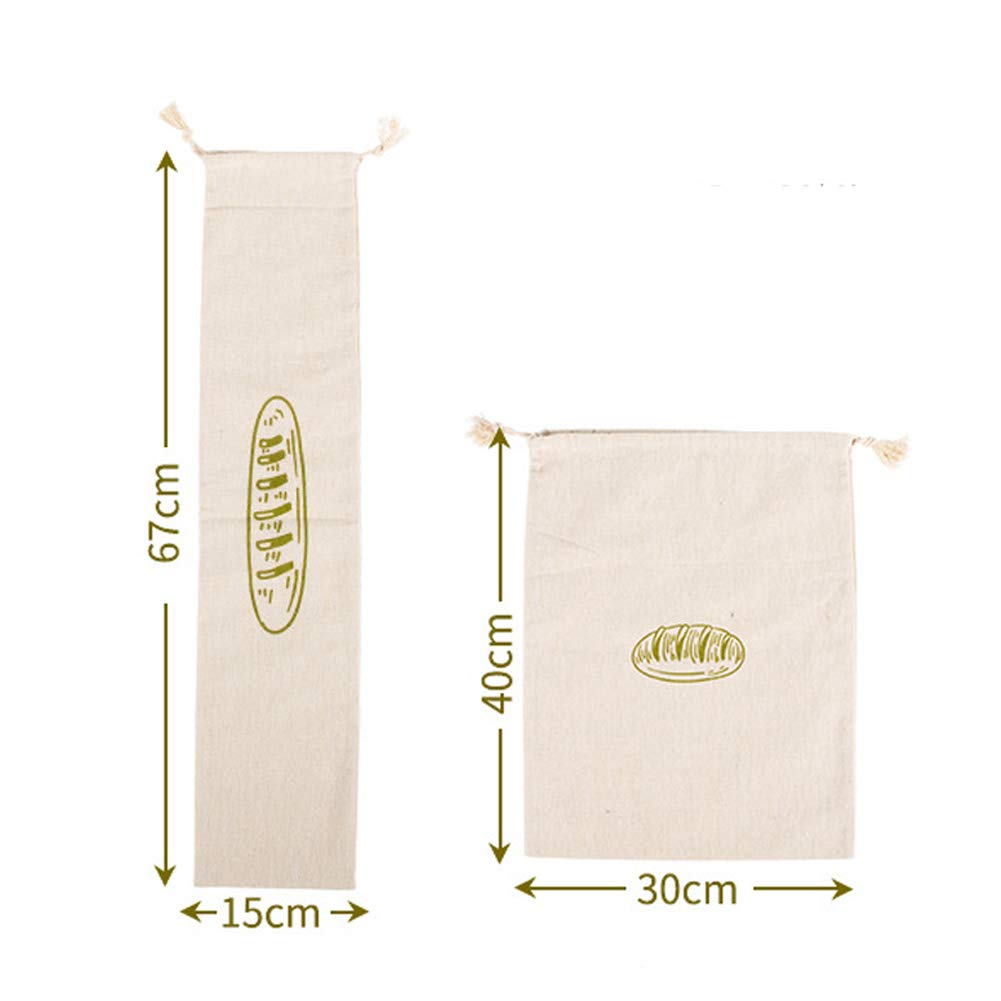 CANDeal - Paquete de 4 Bolsas de Pan de Lino, 2 tamaños, Bolsas de Pan Reutilizables ecológicas para Mantener el Pan Fresco, Bolsas de Almacenamiento de Alimentos sin blanquear de Lino Natural