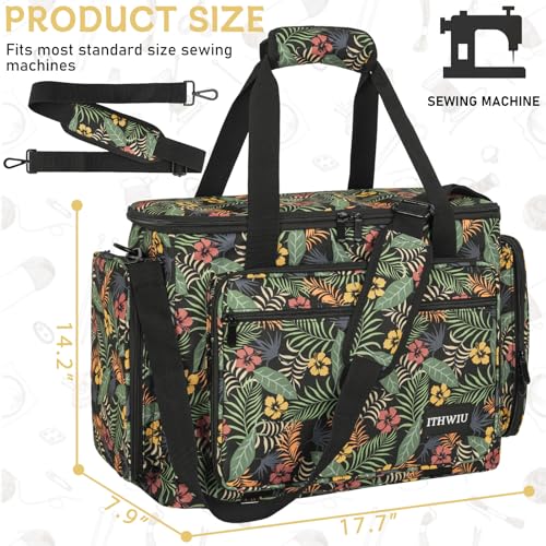 Image of Sewing Machine Carrying Case with Multiple Storage Pockets Large Capacity, Universal Tote Storage Bag Compatible with Most Standard Singer, Brother, Janome, Multicolor