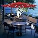 FLAME&SHADE 9 ft Patio Umbrella with Solar Lights, 40 LED Lighted Table Outdoor Umbrella for Deck, Pool, Porch, Backyard, Market, Garden, 8 Sturdy Ribs, UV Protection, Red