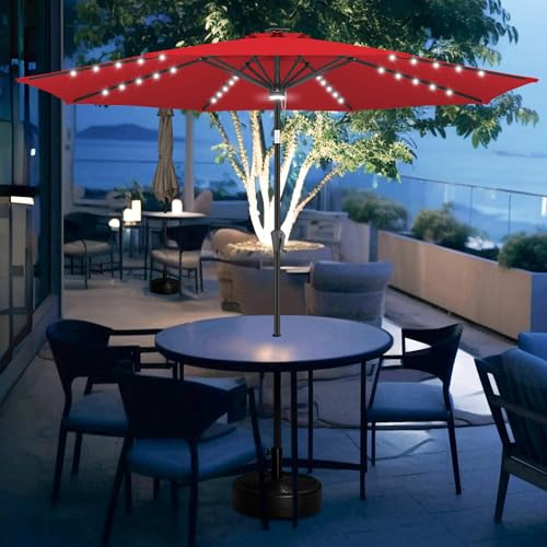 FLAME&SHADE Solar Patio Umbrella with a Centre Light, 9 FT Red by FLAME&SHADE - Used condition - Image 7