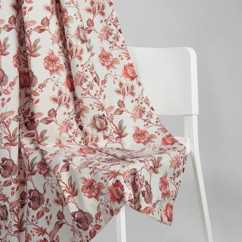 Image of haus & kinder Digital Printed Cotton Window Curtain 5 Feet Long Pack of 1 Window Curtain, 5 Feet Curtain for Window (Rustic Petal, Light Pink 130x152 CM)