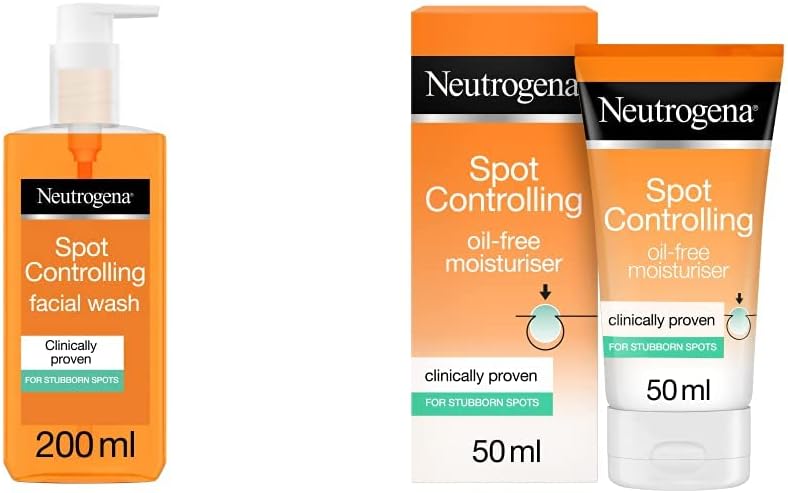 Neutrogena Facial Wash Visibly Clear Clear & Protect Oil-free 200ml & Spot Controlling Oil-free Moisturiser, 50ml