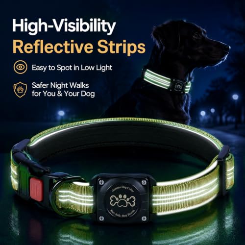 Image of Geamen Waterproof Dog Collar QR Code Reflective Collar Khaki,XL