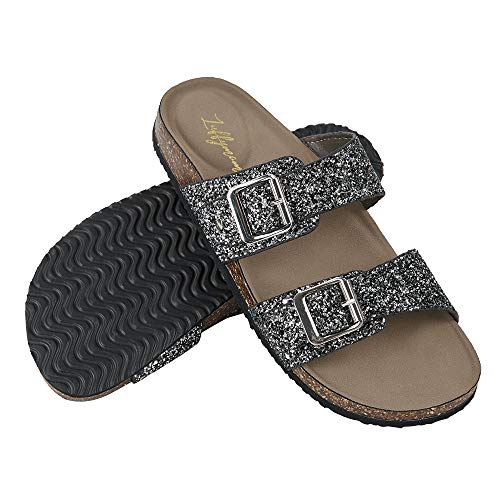 Luffymomo Womens Slide Sole Sandals Cork Footbed Adjustable Stap Buckle Sandals2