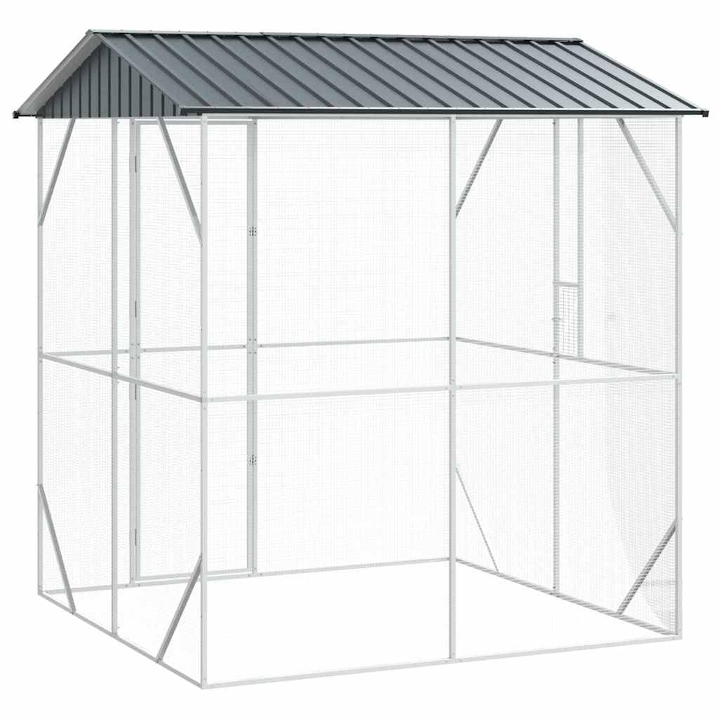 INLIFE Vogelkäfig Anthrazit 215 x 208 x 247 cm Verzinkter Stahl,Tier- & Haustierbedarf,Haustierbedarf,Vogelbedarf,Vogelkäfige & -ständer,Anthrazit,62.8 KG,3325152