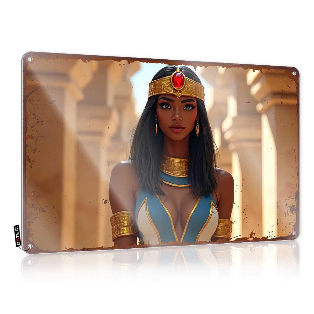 Fzfn Colour Golden Crown: Ancient Egyptian Beauty In A Vibrant Setting Scandinavian Retro Decor - Cool Wall Art Custom Hanging Wall Decor(30X40cm)