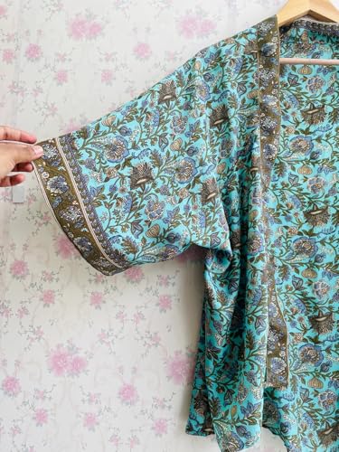 Handmade Short Jacket Silk Kimono – Boho Vintage Duster for Beach, Summer Outfits, and Casual Style Gift for Birthday3