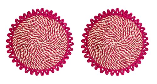 Image of Cotton Doormat for Home |Handmade Cotton Doormat | Quick Dry, Washable Door Mat for Home, Bathroom & Bedroom (Pack of 2) (Red-2)