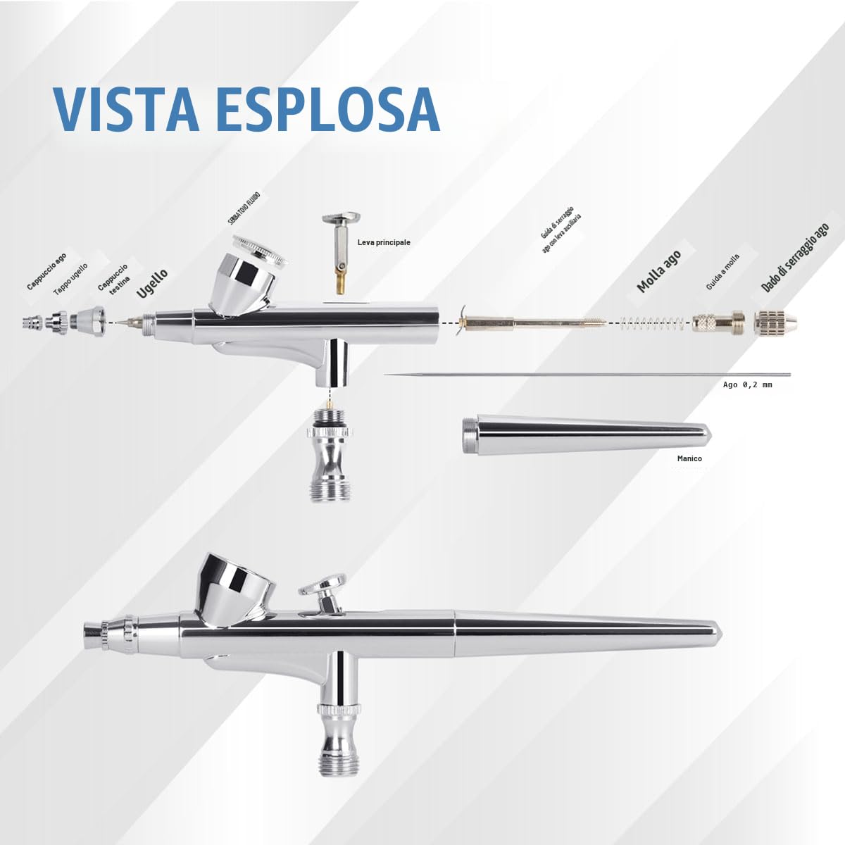 Fengda FD-207K Kit aerografo professionale con compressore intelligente