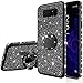 Produktbild Yobby Kompatibel mit Samsung Galaxy Note 8 Hülle,Bling Glitzer Strass Handyhülle mit Ring Halter Magnet Ständer Samsung Galaxy Note 8 Schutzhülle für Mädchen Frauen-Schwarz