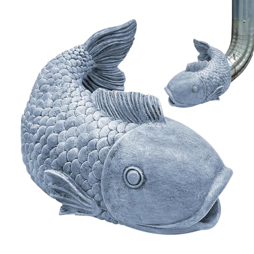 escultura de canalón de resina - desviador de agua decorativo, salida artística de peces, extensión de drenaje realista hecha a mano | elemento de decoración de jardín al aire libre creativo duradero