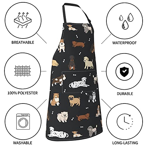 Perinsto Puppy Dog Pets Cute Animals Waterproof Apron With 2 Pockets Kitchen Chef Aprons Bibs For Grooming Cooking Baking Painting Gardening #TOP4