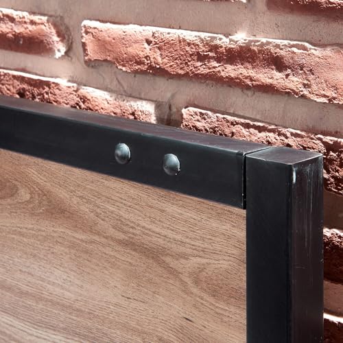 Lomadox Schlafzimmer Set 5-TLG. mit Bett 160x200, Schwebetürenschrank 200cm, Kommode, 2 Nachttische in Eiche mit Stahl Nb., Industrial Design – Bild 5