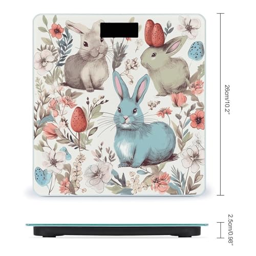 Báscula digital de baño con diseño flores y conejos miniatura 2