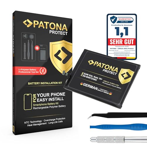 PATONA PROTECT Batteria ricambio per Samsung Galaxy Note 10 Plus N975F 10+ EB-BN972ABU Smartphone – 4300mAh Li-Polymer con Sensore NTC, Protezione Sovraccarico e Scarica, con Kit Installazione
