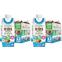 Orgain Organic Kids Nutritional Vegan Protein Shake,Chocolate - Healthy Kids Snacks,8g Plant Protein,23 Vitamins & Minerals,3g Fiber,No Dairy & Soy,Non-GMO,8 Fl Oz Package May Vary,Pack of 24