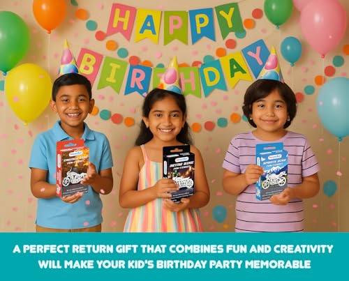 Image of Funvention Birthday Return Gifts (Pack of 24) Fun Fidgets - Bike Series | DIY Mini Mechanical Models 3D Puzzle Return Favours for Kids Birthday Party 5+ Years Made in India Toys Return Gift, Silver